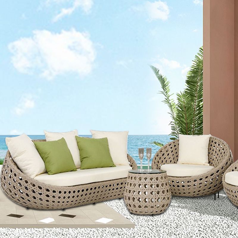 Willow Vine Outdoor Sofa Arc Shape Contemporary Style Seating in Light Wood