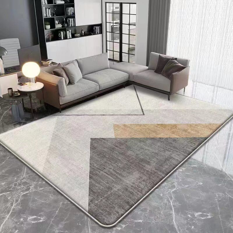 Dark Beige Modern Rug Polyester Geometric Rug Washable Rug for Drawing Room