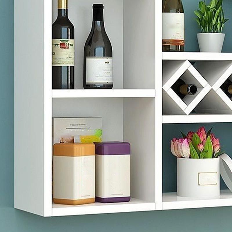 Wall Mounted Modern Wine Rack Wood Wine Rack with Shelf for Kitchen