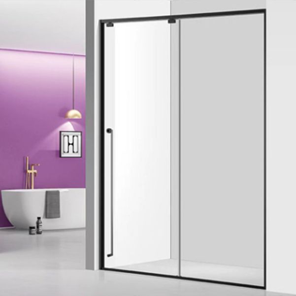 One-shaped Transparent Glass Shower Door, Semi-frameless Shower Single Sliding Door