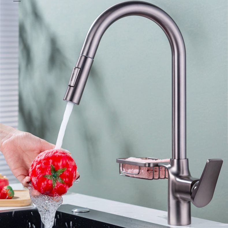 Gooseneck Kitchen Sink Faucet Swivel Spout with Pull down Sprayer