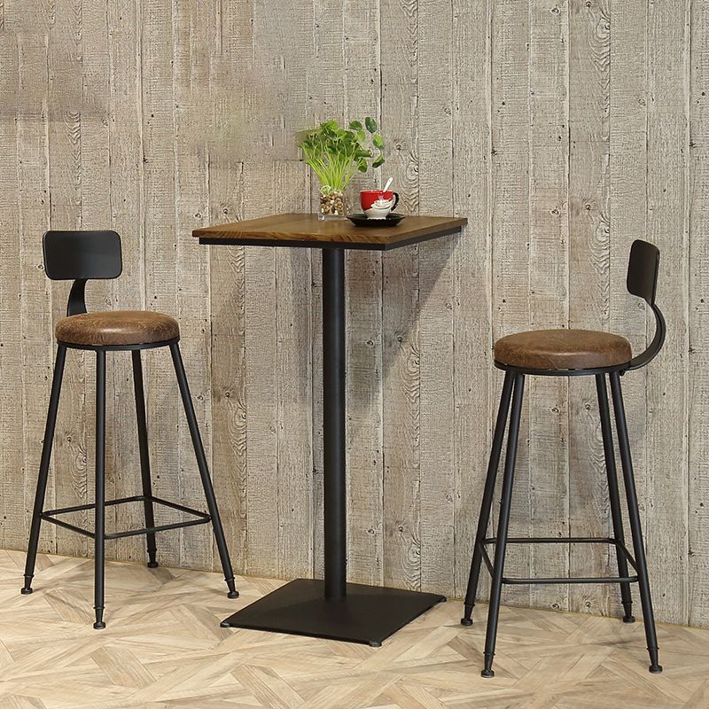 Industriële black metalen balktafel hout 21.6 "W top indoor voetstuk bistro tafel