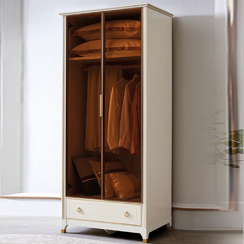 Rubberwood Wardrobe Cabinet Modern White Wardrobe Armoire with Legs