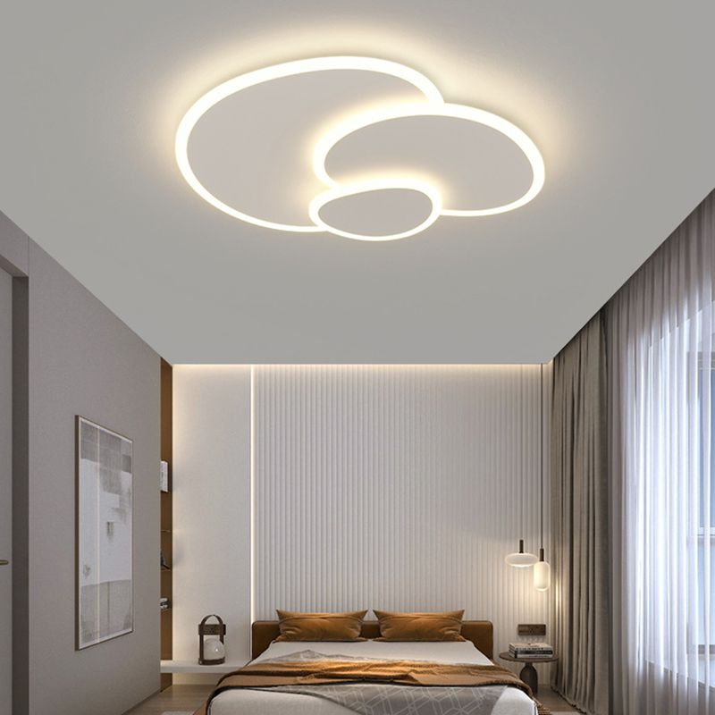 3 - Light LED Flush Mount in Matte White Contemporary Iron and Acrylic Ceiling Flush