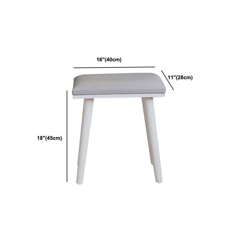 Mirrored Wood Makeup Dressing Table Stool Set White,30.31" H