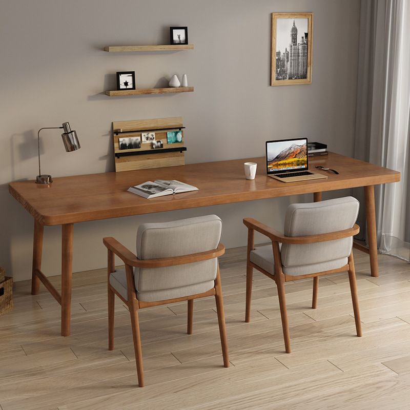 Contemporary Sled Office Desk Natural Solid Wood Writing Desk