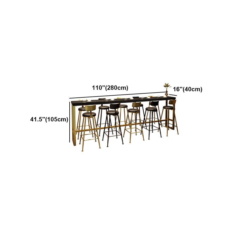 Black Glam Style Bar Table in Metal and Wood Milk Tea Shop Bar Table