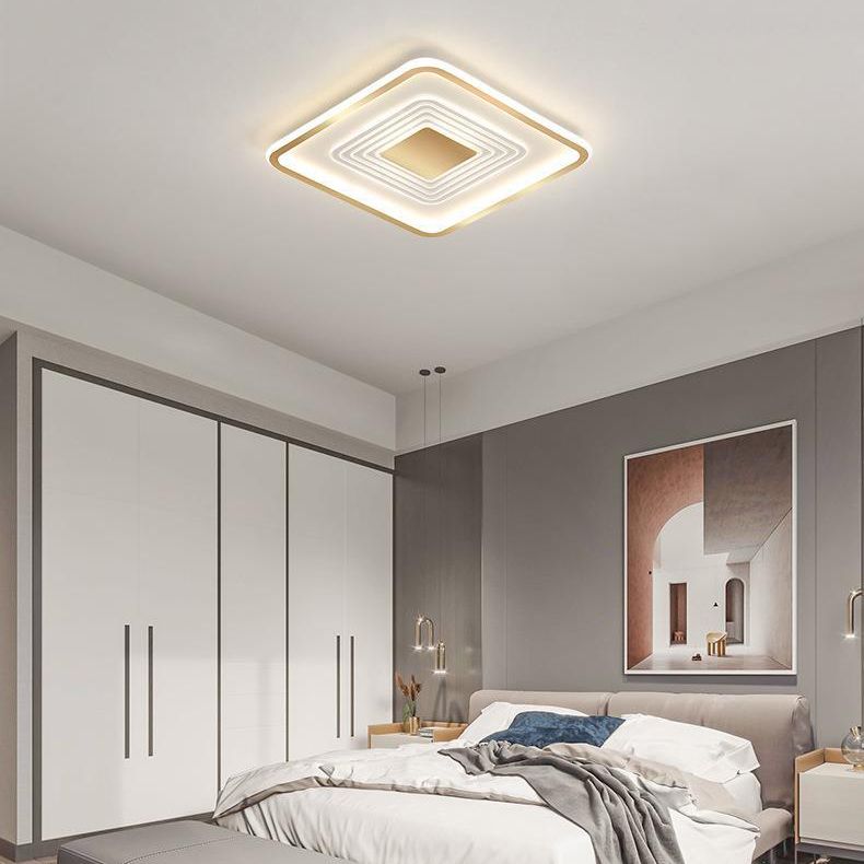 Contemporary Ceiling Lighting Metal LED Flush Mount Fixture in Gold for Bedroom