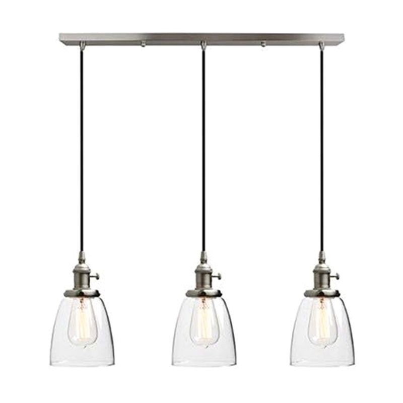 3 Lights Tapered Glass Pendant Industrial Multiple Hanging Lights with Hanging Cord for Bar