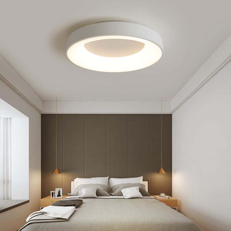 White Ceiling Light Fixture Minimalism Flush Mount with Metal for Bedroom