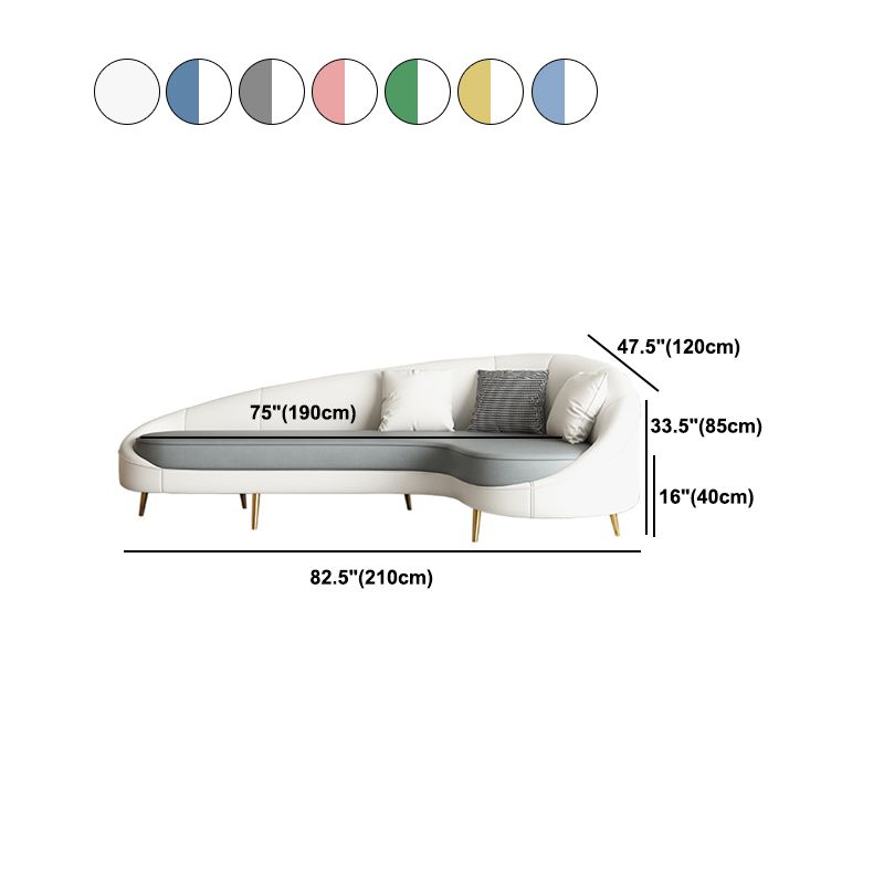 Contemporary Sloped Arm Curved Sofa Sewn Pillow Back Sofa for Living Room, Apartment