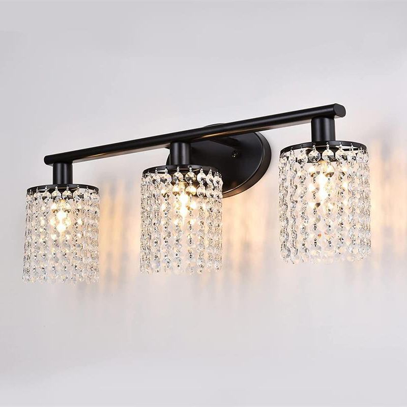 Clear Crystal Tassel Bath Vanity Light 2 / 3 / 4 - Light Metal Bathroom Vanity Lighting