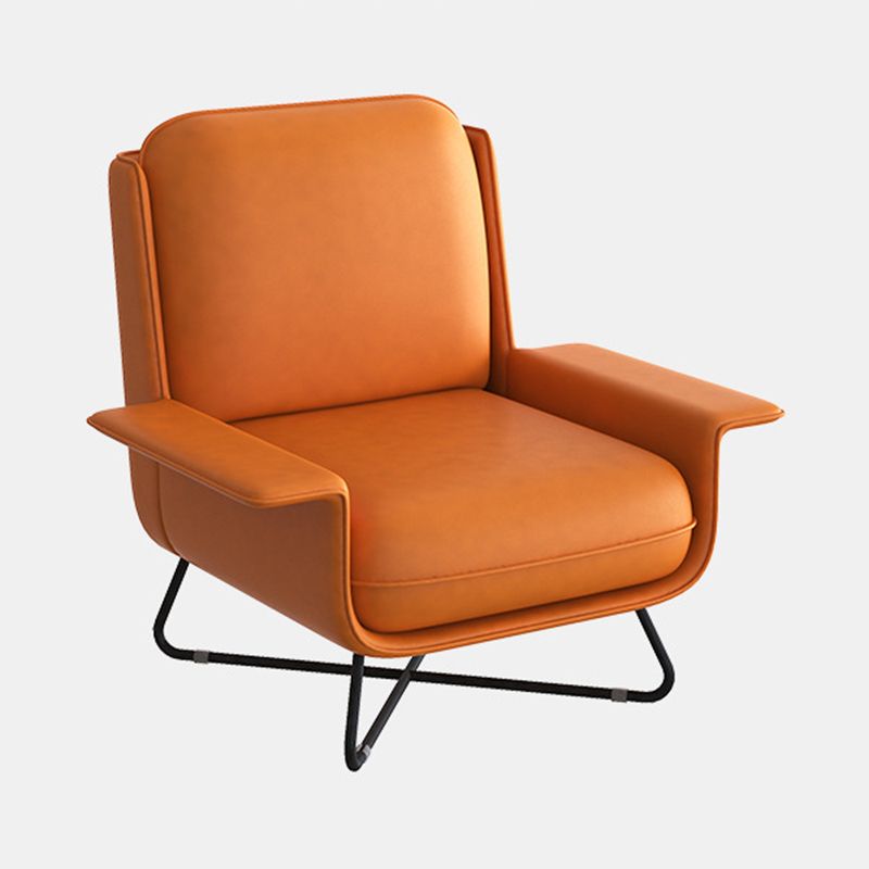 Glam Cross Orange Side Chair Bonded Leather Armless Side Chair for Living Room