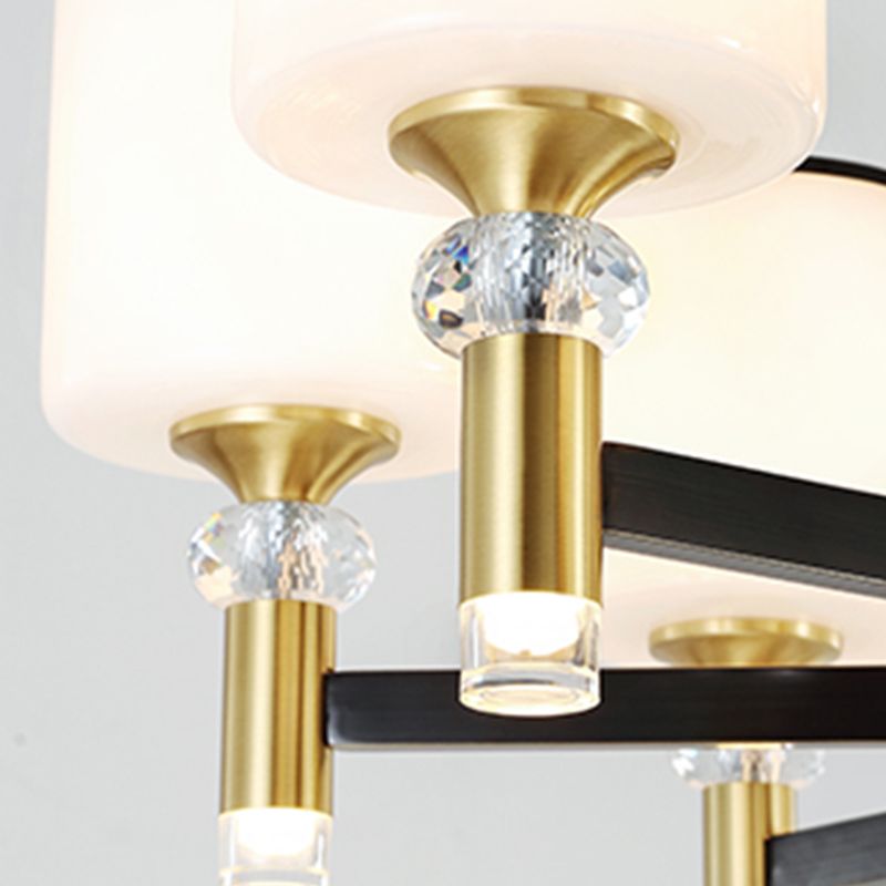 Cylinder Shade Chandelier Lighting American Style Glass Pendant Light for Living Room