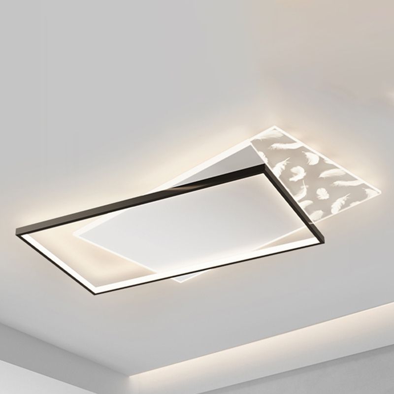 Montaggio semifulto a LED in alluminio rettangolare in moderno luce acrilica con piuma in stile conciso per soggiorno