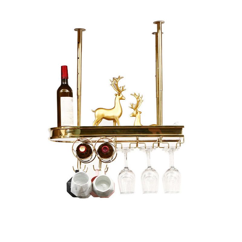 Glam Style Hanging Wine Rack Metal Wine Bottle & Glass Rack for Bar