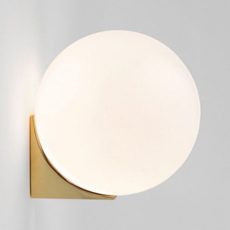 1 / 2 - Light Cream White Bathroom Vanity Lighting in Gold Iron and Glass Bath Sconce
