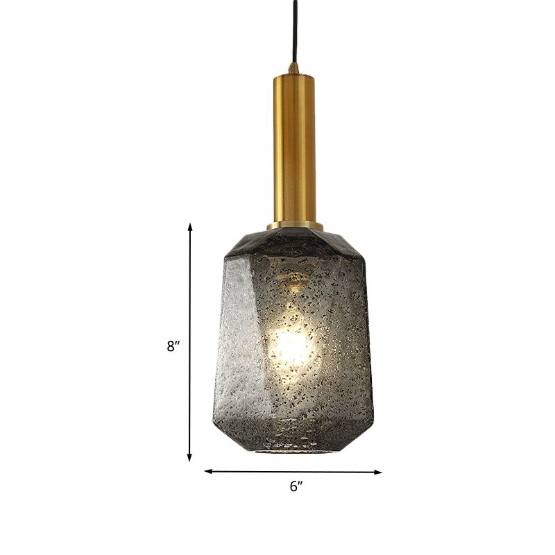 Pendard de chevet à facette Éclairage fumé Verre gris 1 léger le plafond suspendu industriel en laiton