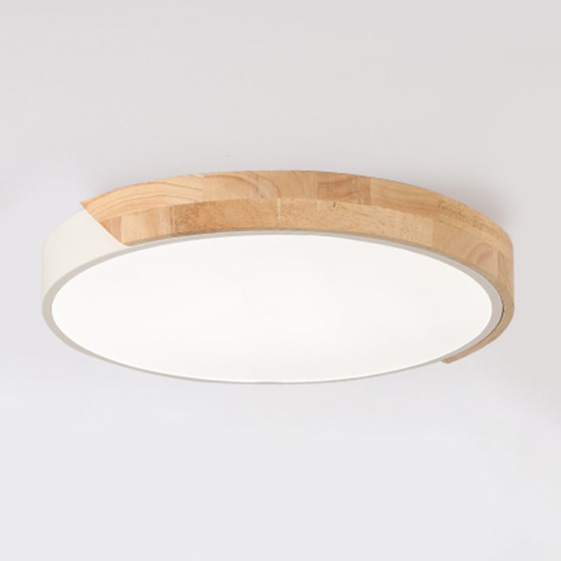 Modern Wood Flush Mount LED Geometric Shape Ceiling Light with Acrylic Shade