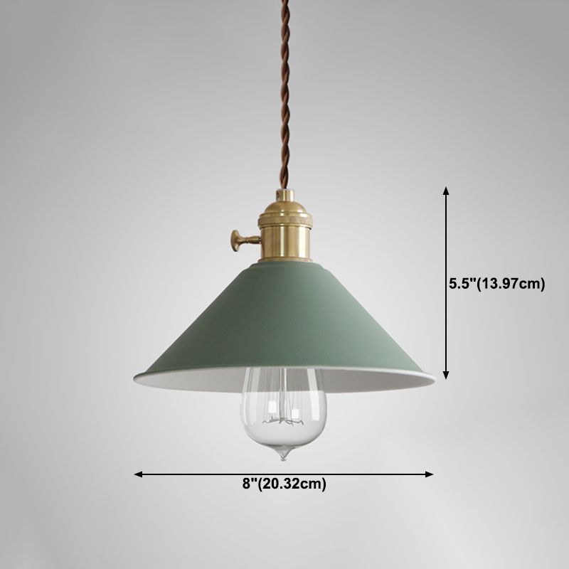 Cone Shade Hanging Lighting Modern Macaron Style Metal 1 Light Hanging Lamp for Bedroom