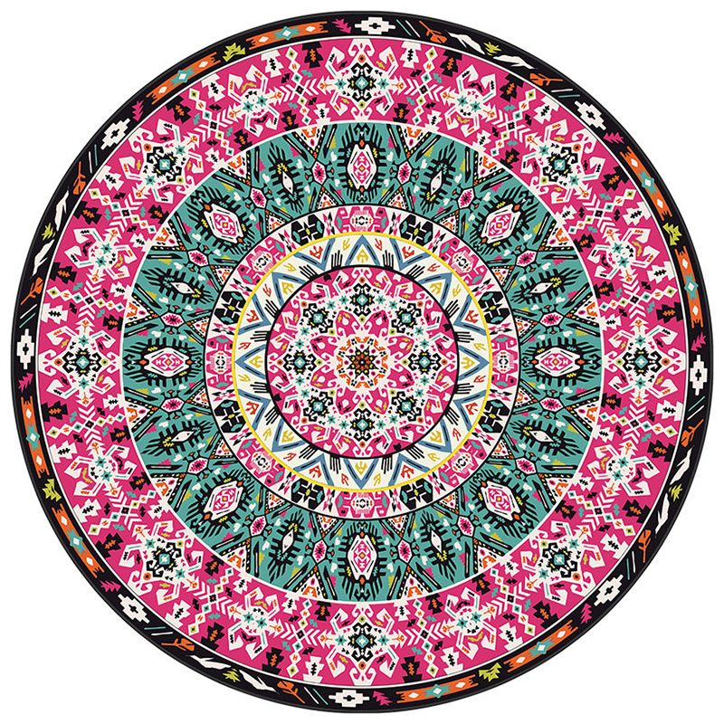 Couleur rond traditionnel tapis intérieur polyester marocain fleurie octogonale tapis de support sans glissement pour le salon