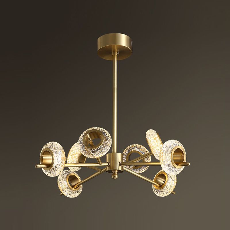 Geometric Gold Chandelier Postmodern Brass Chandelier Pendant with Crystal for Bedroom