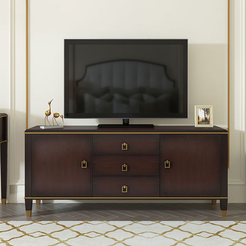 Modern TV Stand Console Solid Wood TV Media Console with Drawers