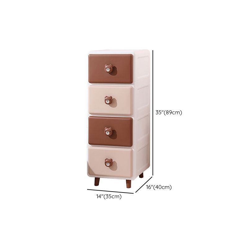 Modernism Plastic Nursery Dresser Vertical Kids Nightstand with 2/3/4/5/6 Drawers for Room