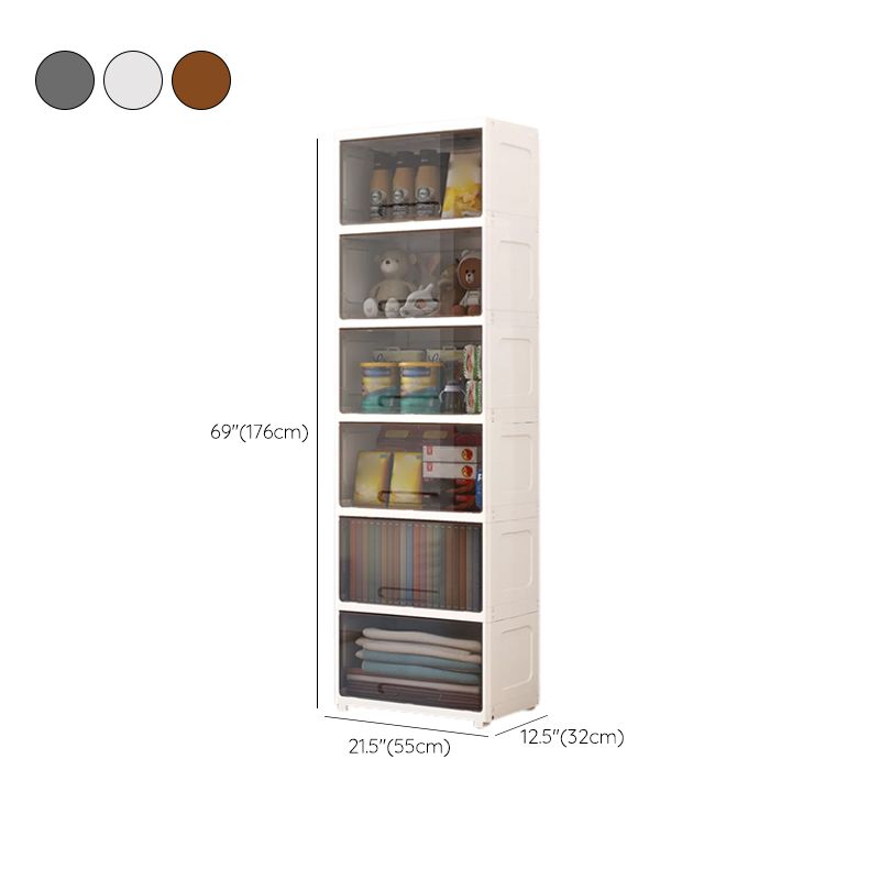 Contemporary Wardrobe Closet Plastic Kid's Wardrobe with Flap Drawers