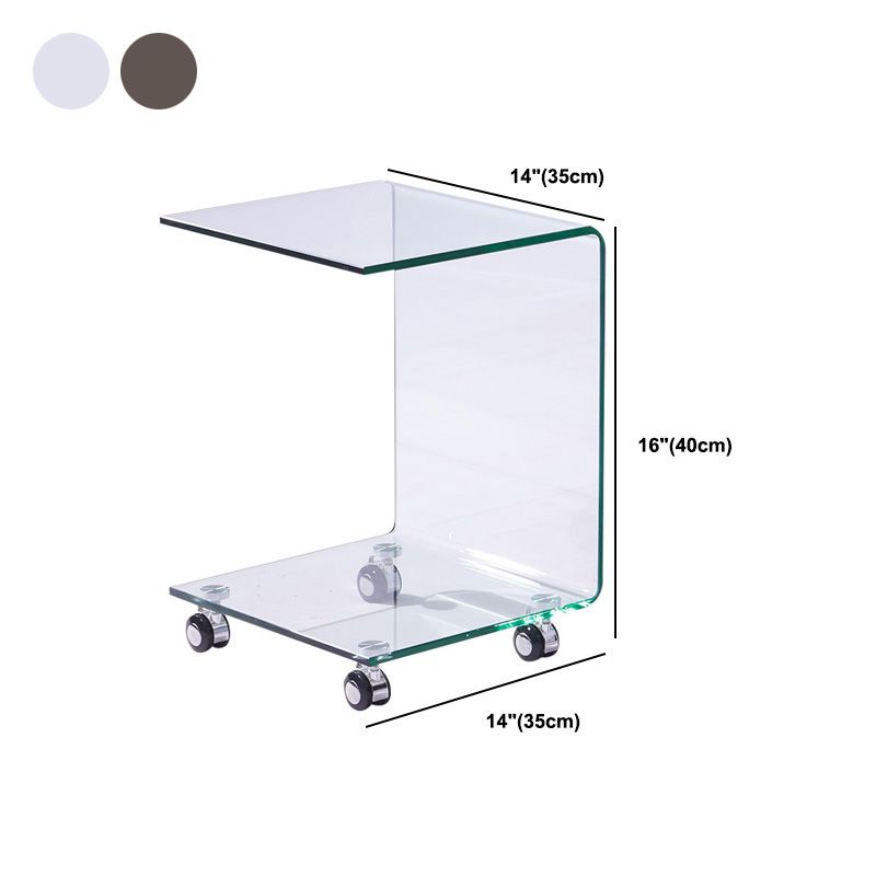 Modern Black/Clear Glass Bed Nightstand Shelving Bedside Cabinet