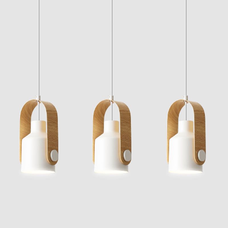 Modern Wooden Top Pendant Light, Minimalist Bell Shade Hanging Lamp for Bedroom