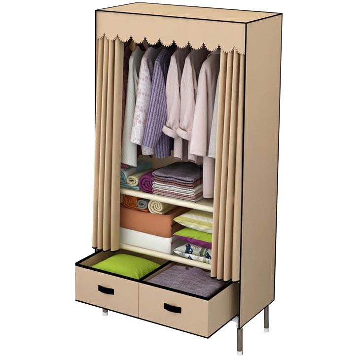 Modern Armoire Bedroom Small Wardrobe Armoire with 2 Drawers