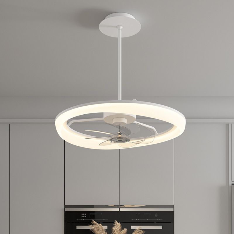 Matte White Ceiling Chandelier LED Contemporary Ceiling Fan Light Fixture