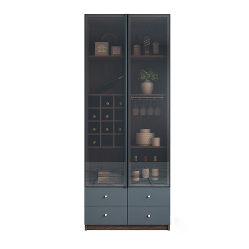 Modern Wood Display Stand Glass Doors Storage Cabinet for Living Room