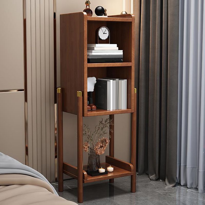 Open Storage Bed Nightstand Solid Wood Bedside Cabinet for Bedroom