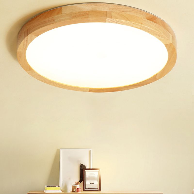 Modern Geometric Led Flush Light Wood 1 Light Flush Mount Fixture for Bedroom