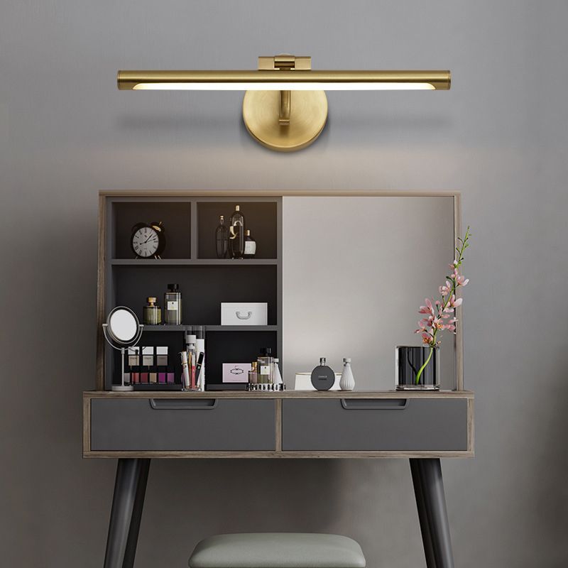 1-Light Linear Wall Lamps Modern Style Metal Vanity Lighting in Gold