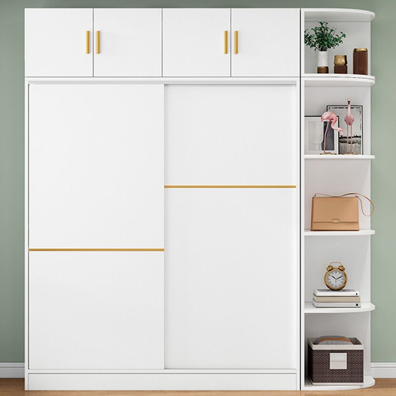 Contemporary Wardrobe Armoire Manufactured Wood White Bedroom Armoire