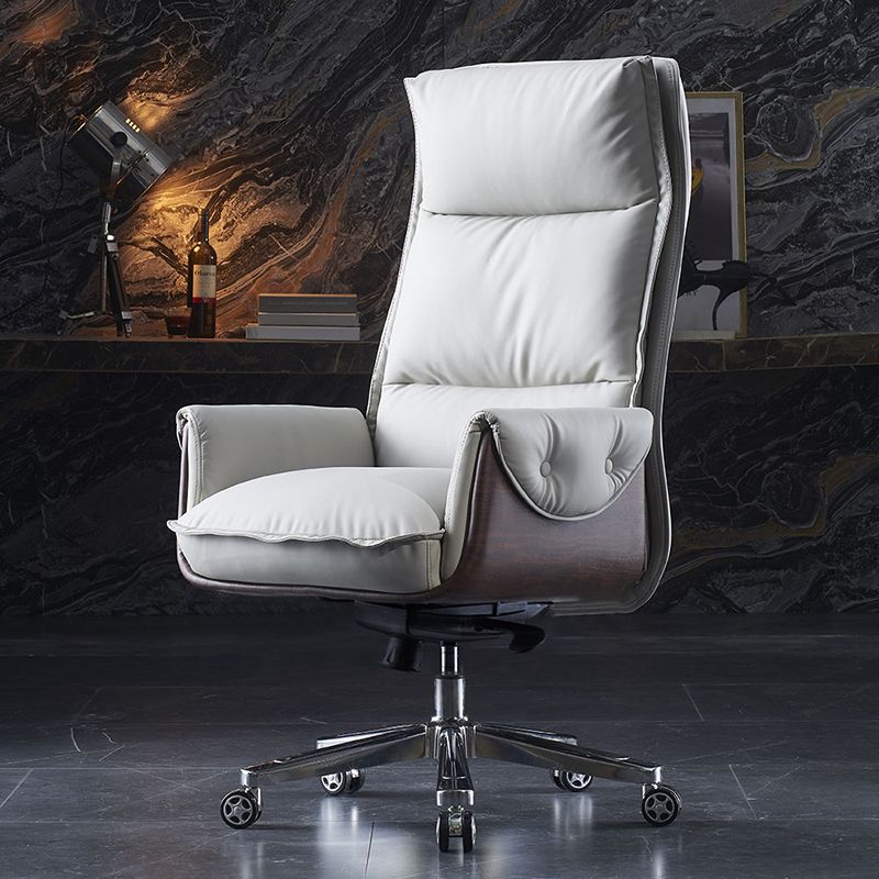 Faux Leather Executive Chair High Back Padded Arms Chair with Wheels