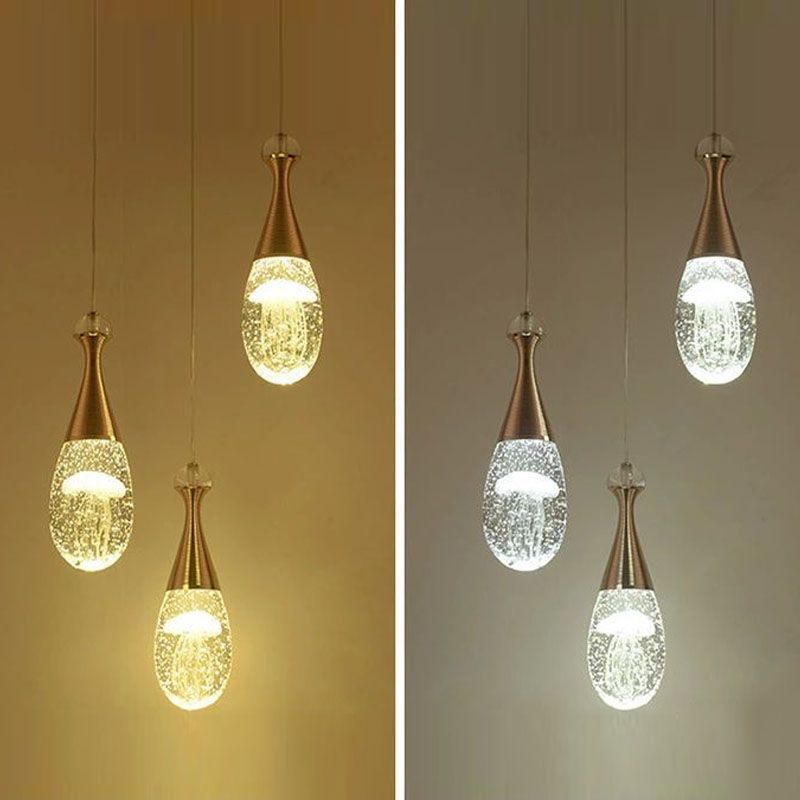 Minimalist Style Teardrop Cluster Pendant Light, Metal Multi Pendant Ceiling Light Fixture