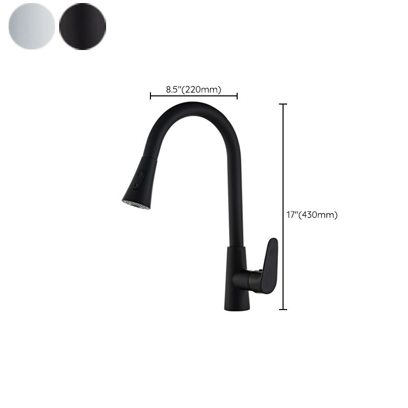 Contemporary Kitchen Sink Faucet Copper Swivel Spout with Pull out Faucet