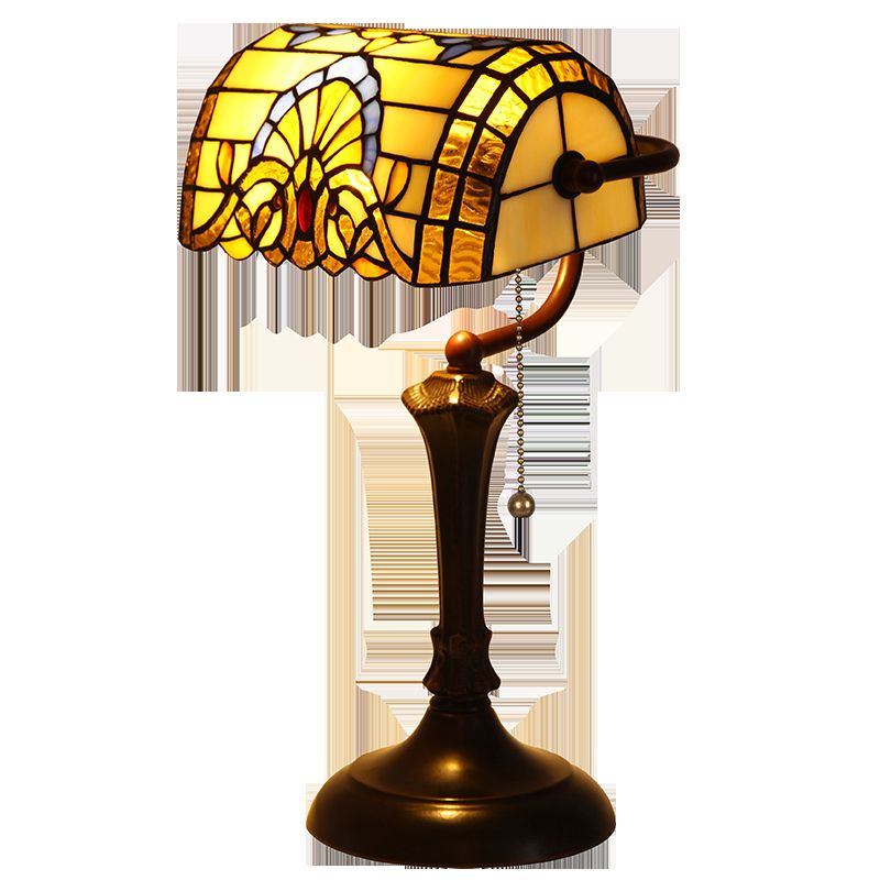 One Head Glass Desk Lamp Tiffany Style Task Lighting for Bedroom Living Room