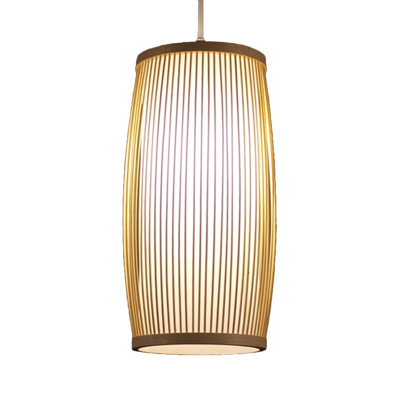 Cylindre salle à manger lampe suspendue bambou moderne lumière suspendue en beige