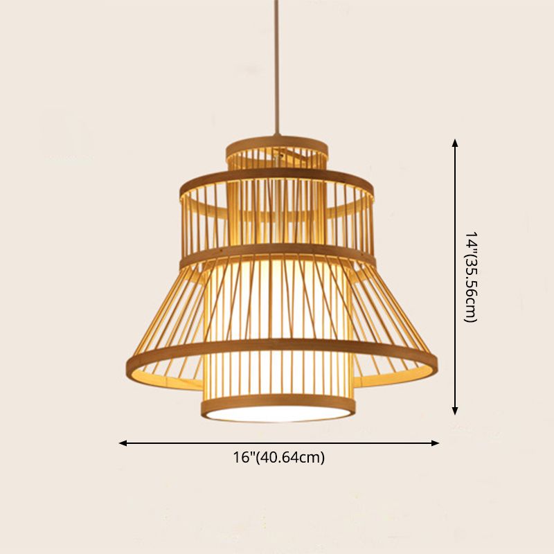 Lampada a ciondolo a legna lampada a sospensione di bambù a 1 luce Nordic Light per tannio