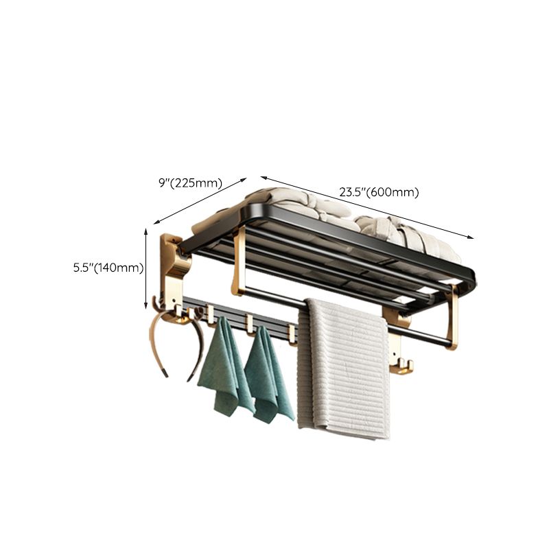 Modernism Bathroom Accessories Hardware Set Black & Golden Bath Shelf/Towel Bar