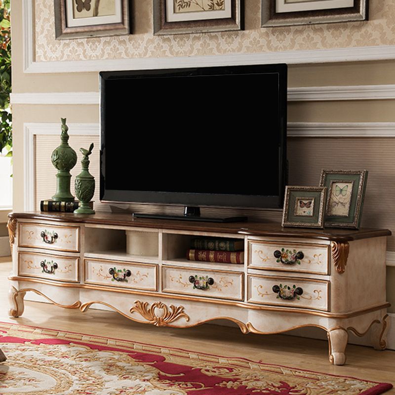 Traditional Media Console Solid Wood TV Stand Console with Legs