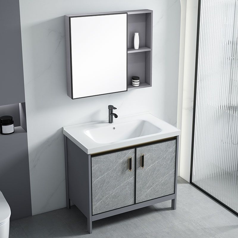 Modern Freestanding Vanity Sink Metal Bathroom Vanity Cabinet with Mirror Cabinet