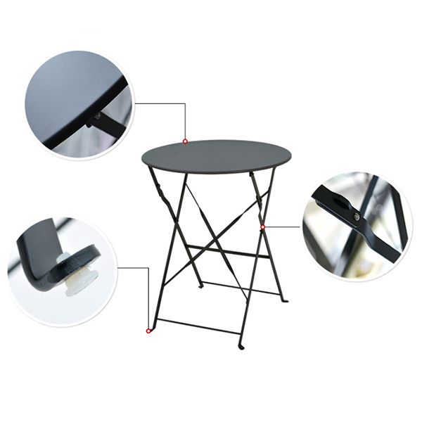 Contemporary Round Scratch Resistant Patio Table Iron Folding Patio Table