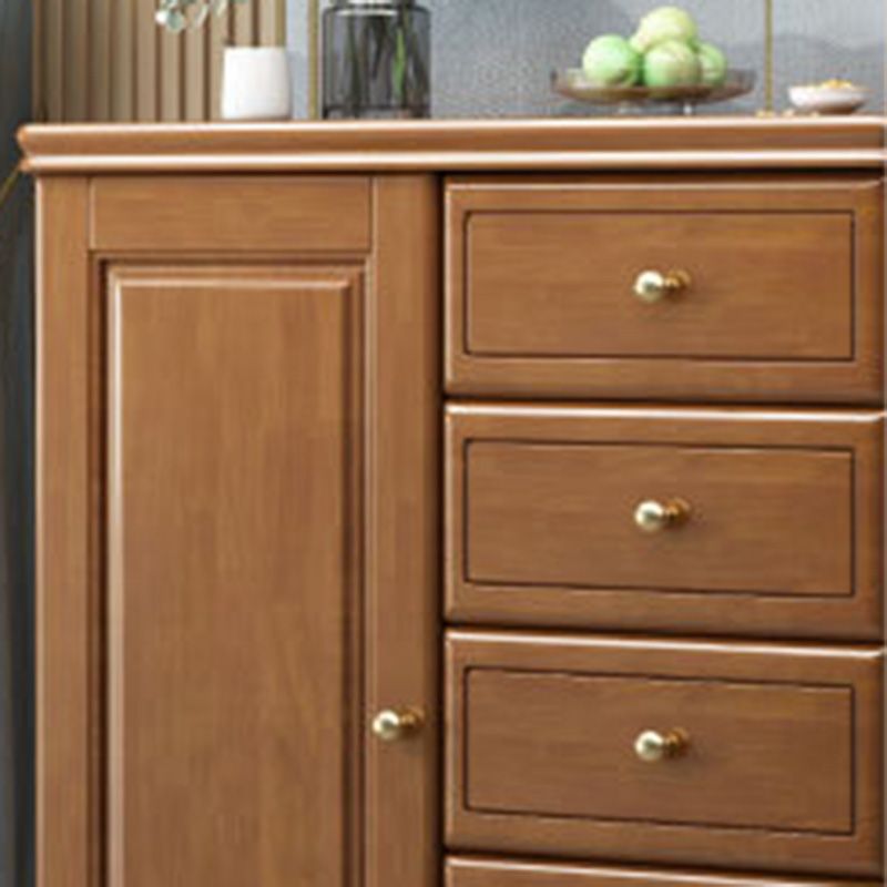 15.74" Wide Accent Cabinet Rubberwood Side Cabinet with 1 Doors and 5 Drawers