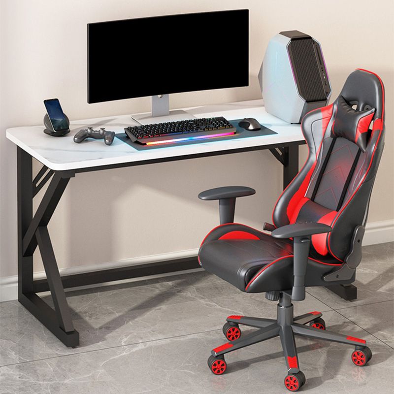 Modern Stone Computer Desk 29.53-inch Tall Gaming Desk with Iron Legs